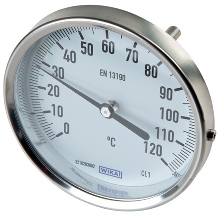 Voorbeeldig Afbeelding: Bimetalen thermometer horizontaal zonder beschermingsbuis, 18 mm band