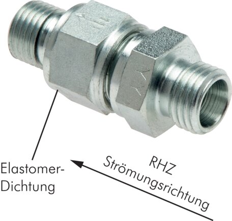 Voorbeeldig Afbeelding: Terugslagklep zonder moer & snijdring (doorstroming van de buis naar de schroefdraad, staal verzinkt)