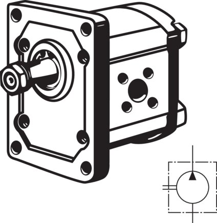 Voorbeeldig Afbeelding: Hydraulische tandwielpomp met Europese normflens (Pleysseyflens), bouwgrootte 1