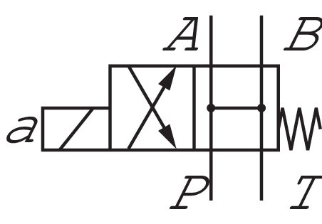 Schakelsymbool: 4/2-wegventiel, HA-schakeling