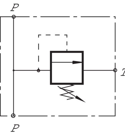 Schematic symbol: Pipe pressure relief valve (nominal flow 30 l/min)